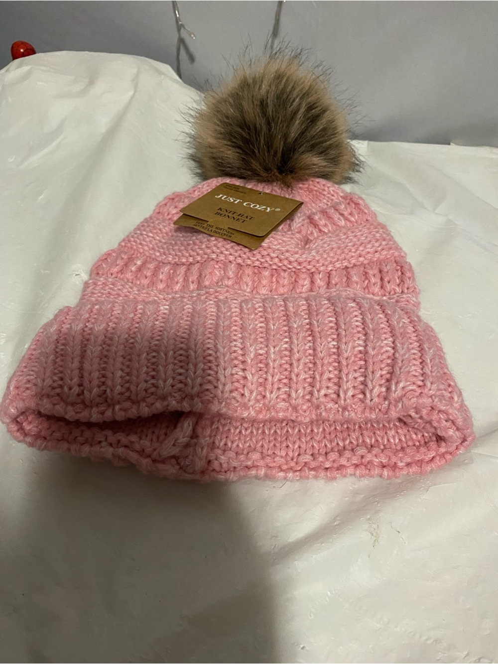 Pink Knit Pom-Pom Beanie for Kids